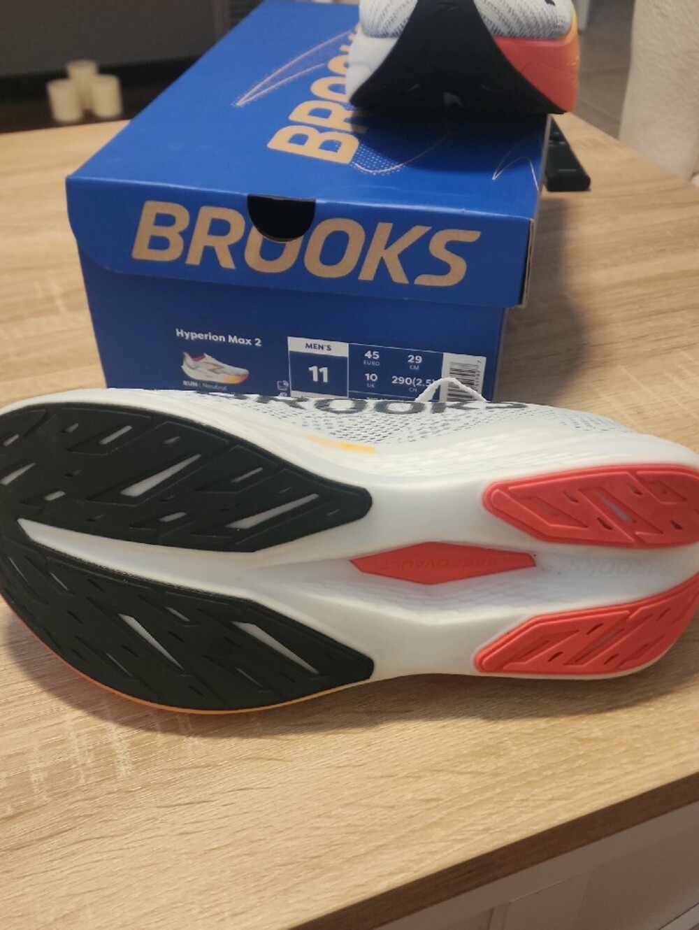 Brooks Men's Hyperion Max Sneakers - White with Orange Accent - Picture 4 of 5